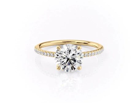 The Pave Ashley Set With A 1.5 Carat Round Moissanite Online Hot Sale