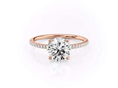 The Pave Ashley Set With A 3.5 Carat Round Moissanite Hot on Sale