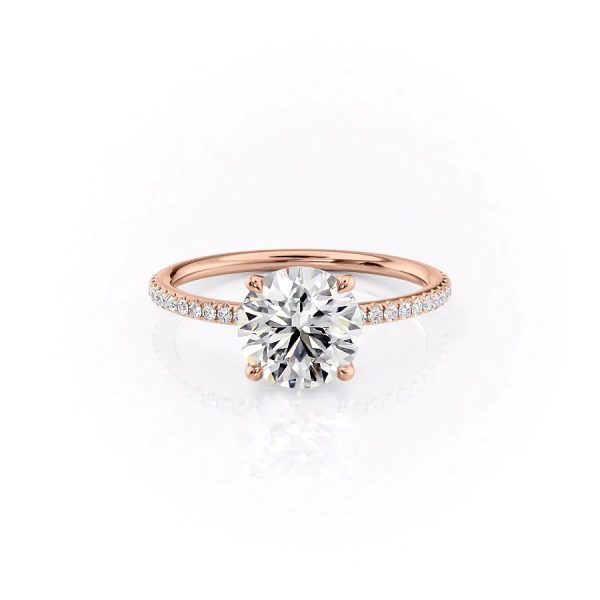 The Pave Ashley Set With A 3.5 Carat Round Moissanite Hot on Sale